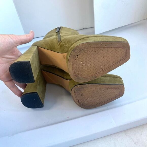 Jessica Simpson Womens 7.5 Kaiyah Platform Fatigue Green Suede Bootie Heeled Boo - Picture 6 of 12